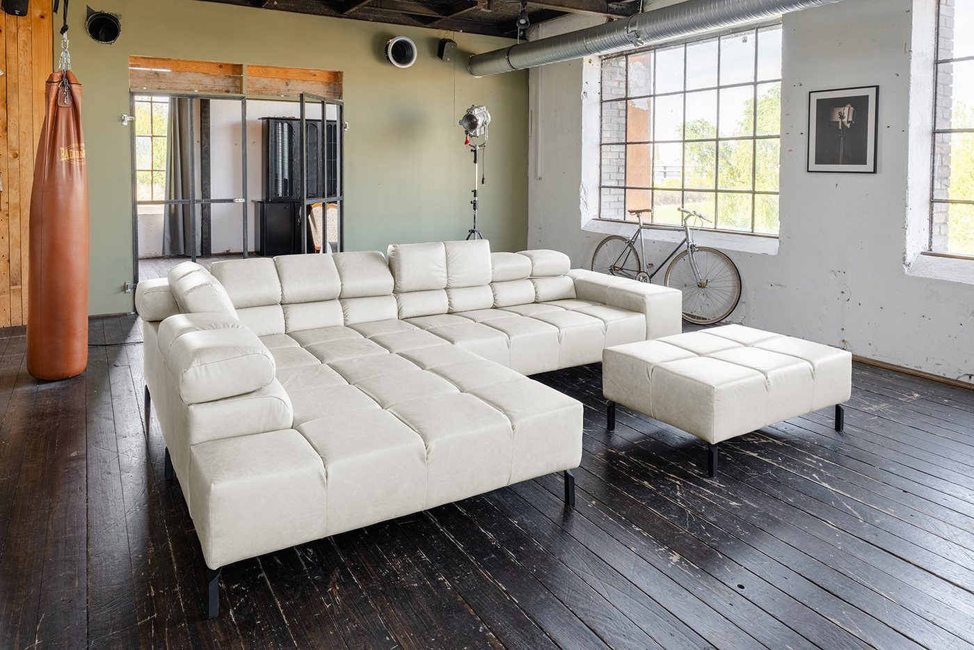 KAWOLA Ecksofa NELSON, L-Form rechts oder links Leder mit Hocker und motorischem Sitzvorzug KAWOLA Ecksofa NELSON, L-Form rechts oder links Leder mit Hocker und motorischem Sitzvorzug von KAWOLA