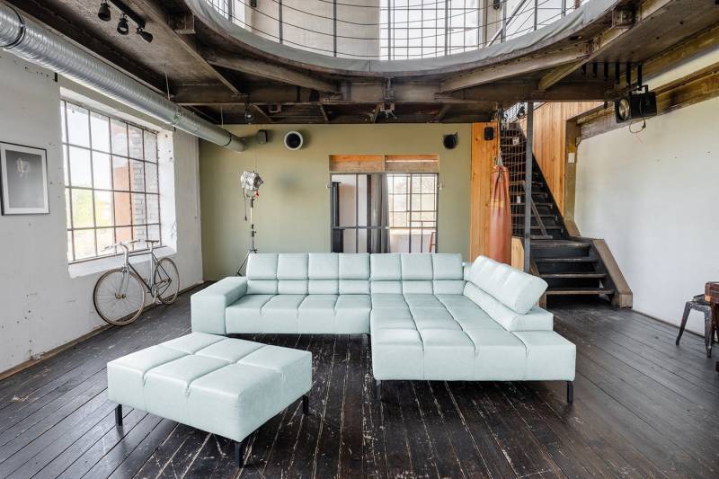 KAWOLA Ecksofa NELSON, L-Form rechts oder links Leder mit Hocker und motorischem Sitzvorzug von KAWOLA