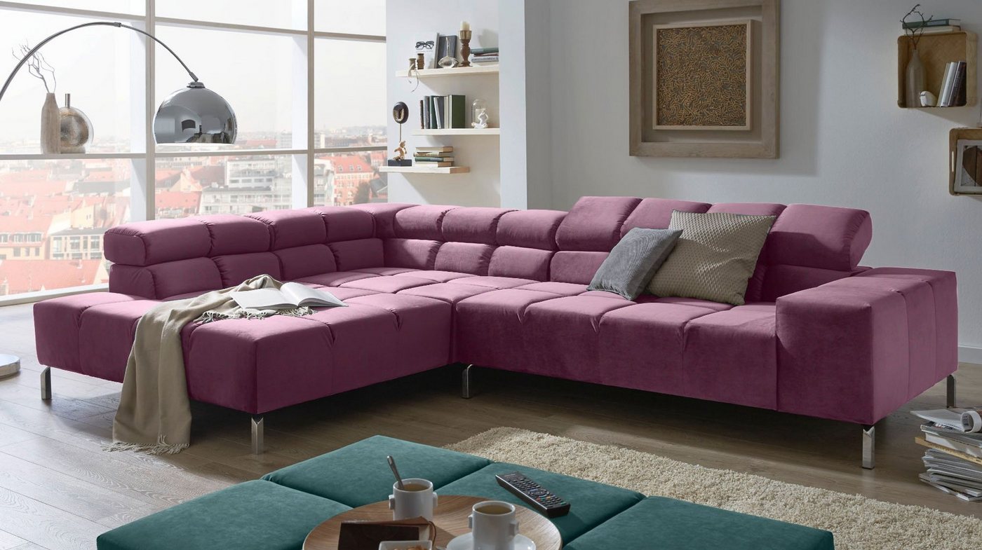 KAWOLA Ecksofa NELSON, Sofa Velvet versch. Ausführungen und versch. Farben von KAWOLA