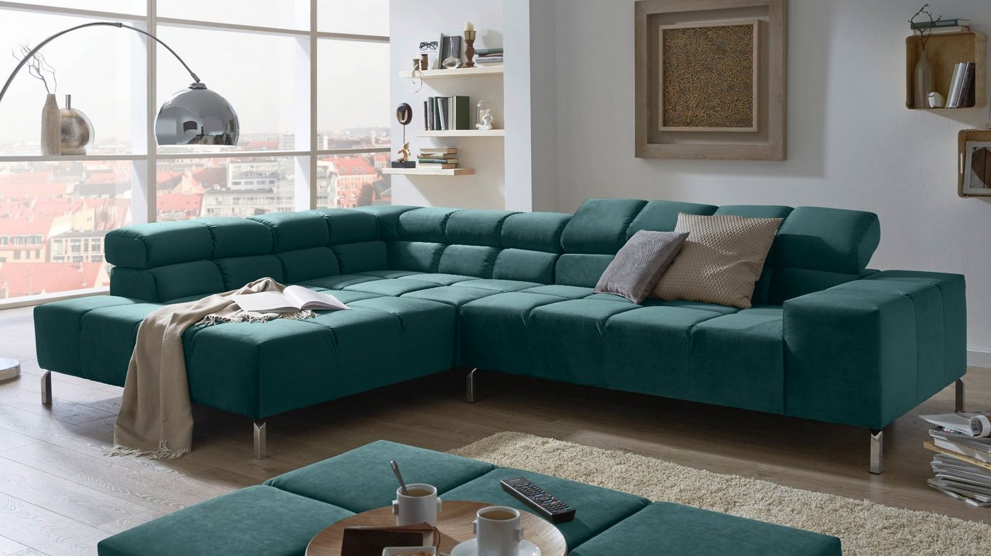 KAWOLA Ecksofa NELSON, Sofa Velvet versch. Ausführungen und versch. Farben von KAWOLA