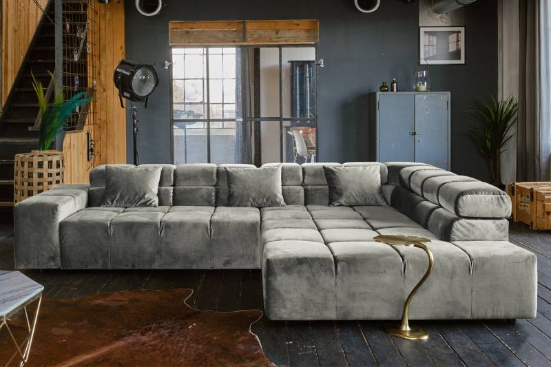 KAWOLA Ecksofa NEVADA, Couch L-Form rechts oder links, mit oder ohne Sitzvorzug Velvet von KAWOLA