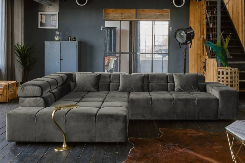 KAWOLA Ecksofa NEVADA, Couch L-Form rechts oder links, mit oder ohne Sitzvorzug Velvet von KAWOLA