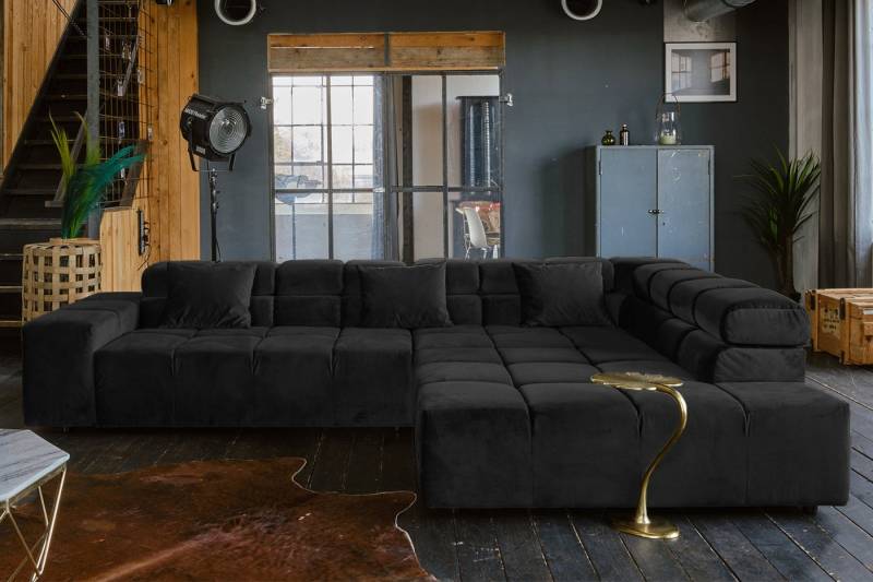 KAWOLA Ecksofa NEVADA, Couch L-Form rechts oder links, mit oder ohne Sitzvorzug Velvet von KAWOLA