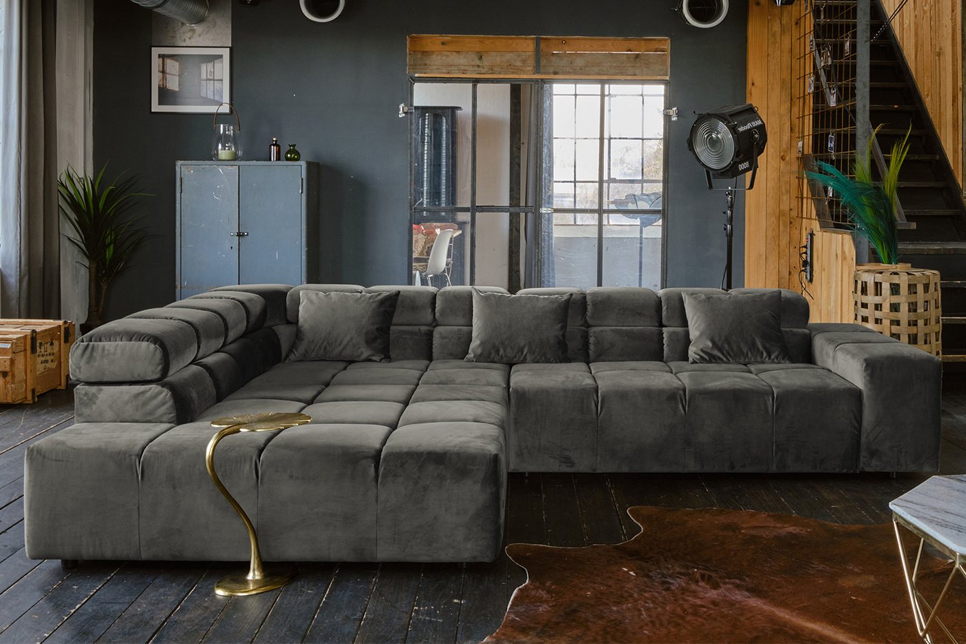 KAWOLA Ecksofa NEVADA, Couch L-Form rechts oder links, mit oder ohne Sitzvorzug Velvet von KAWOLA