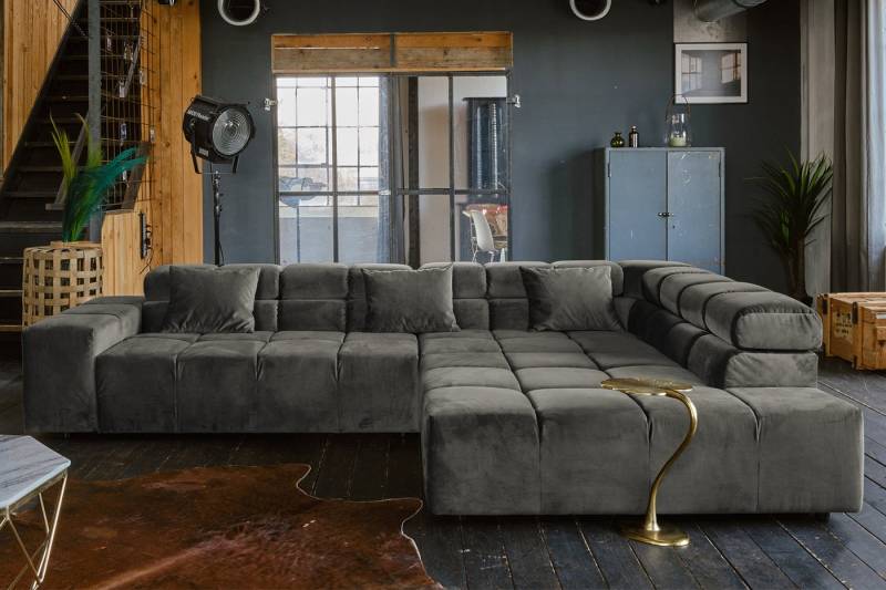 KAWOLA Ecksofa NEVADA, Couch L-Form rechts oder links, mit oder ohne Sitzvorzug Velvet von KAWOLA