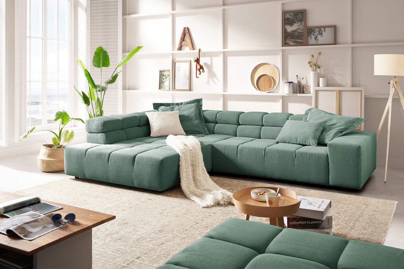 KAWOLA Ecksofa NEVADA, Sofa Feincord, versch. Ausführungen und versch. Farben von KAWOLA