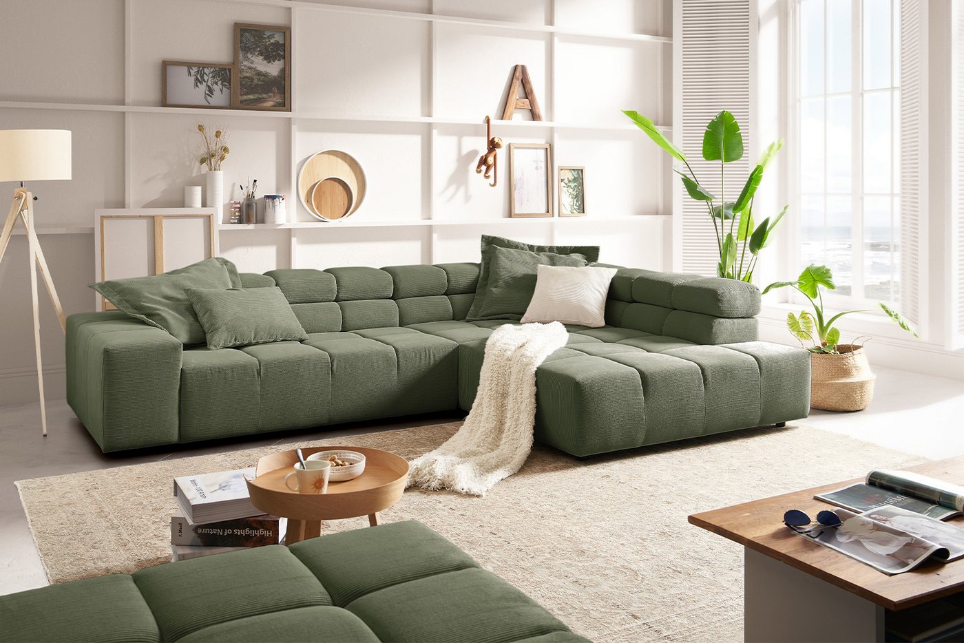 KAWOLA Ecksofa NEVADA, Sofa Feincord, versch. Ausführungen und versch. Farben von KAWOLA