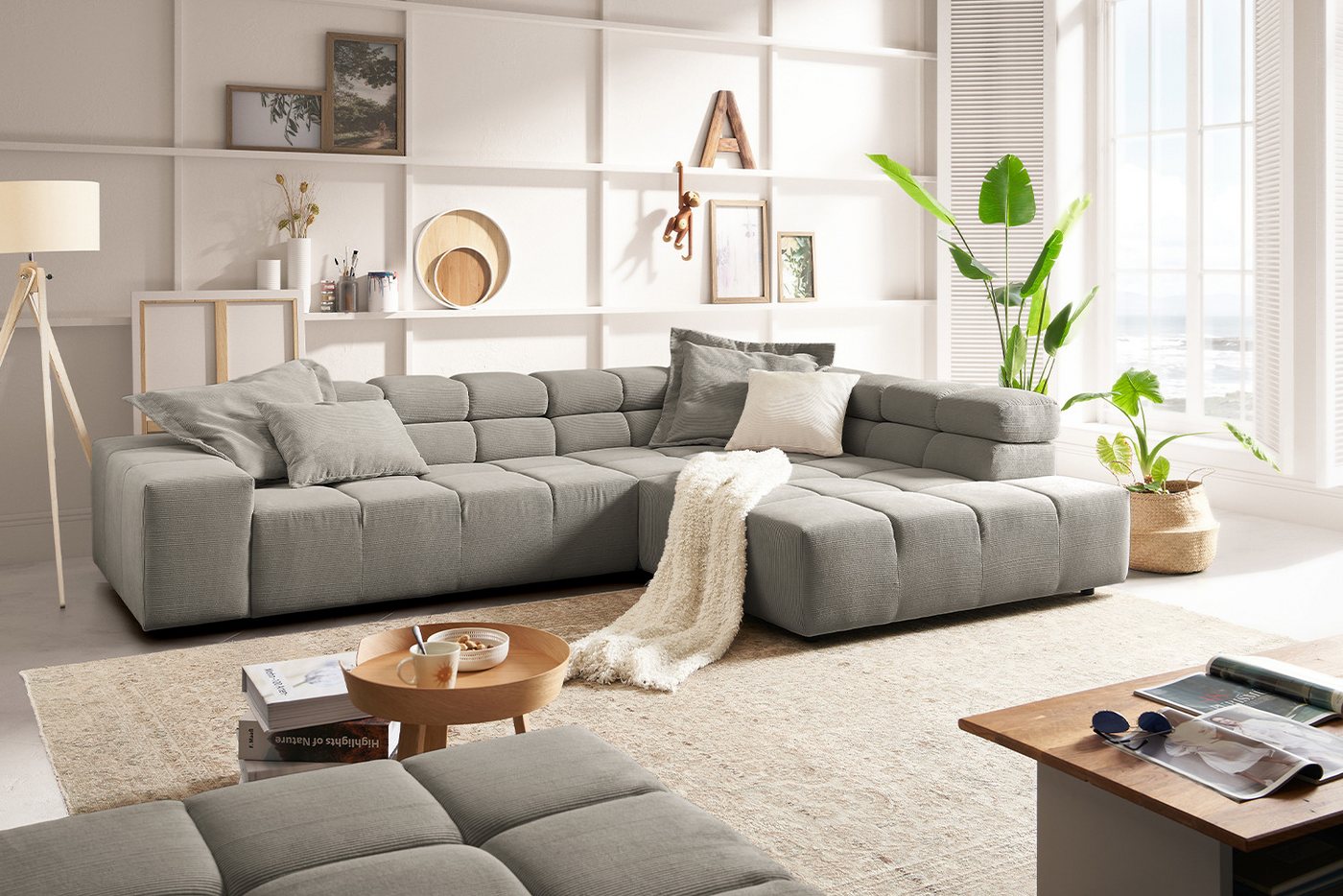 KAWOLA Ecksofa NEVADA, Sofa Feincord, versch. Ausführungen und versch. Farben von KAWOLA