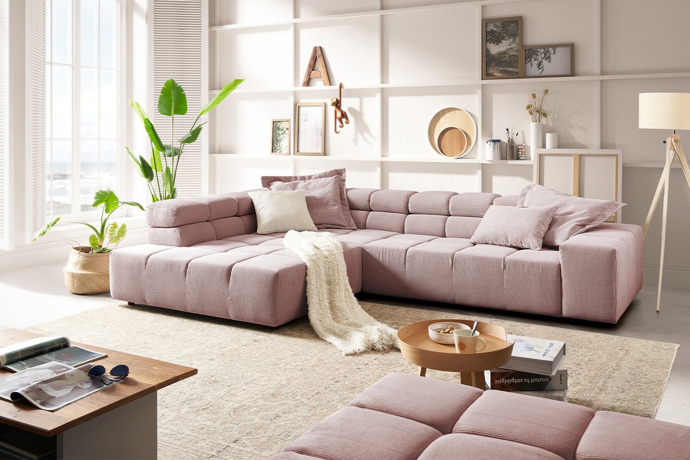 KAWOLA Ecksofa NEVADA, Sofa Feincord, versch. Ausführungen und versch. Farben von KAWOLA