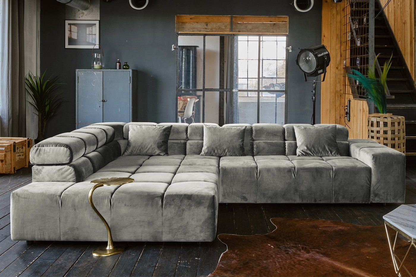 KAWOLA Ecksofa NEVADA, Sofa Velvet, versch. Ausführungen und versch. Farben von KAWOLA