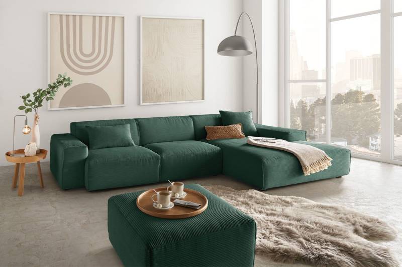 KAWOLA Ecksofa RANI, Couch L-Form rechts od. links, Cord verschiedene Farben 299x189 cm von KAWOLA