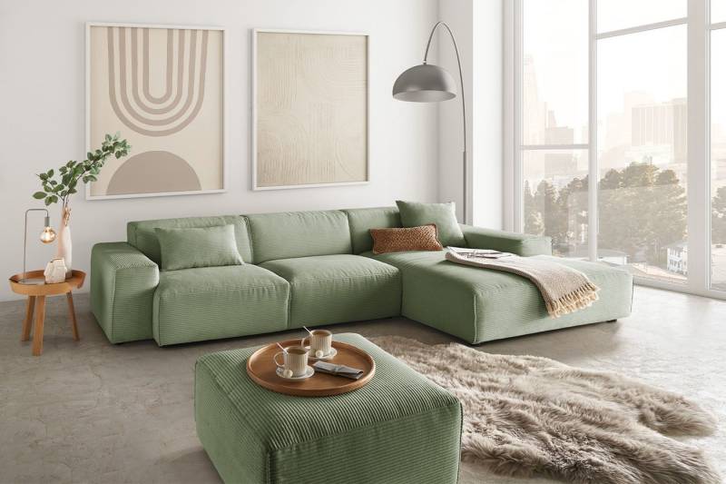 KAWOLA Ecksofa RANI, Couch L-Form rechts od. links, Cord verschiedene Farben 299x189 cm von KAWOLA