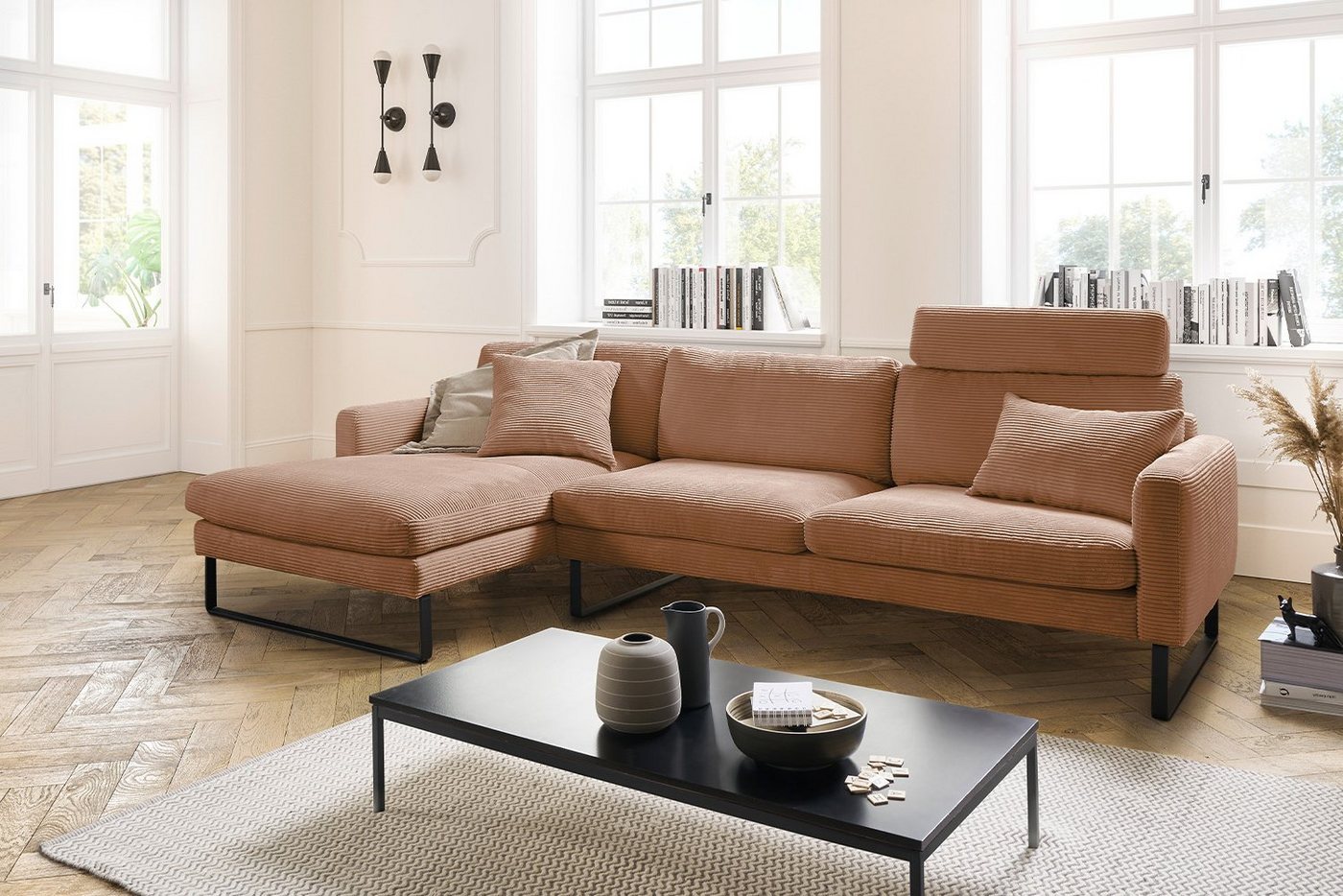 KAWOLA Ecksofa RICARDA, Sofa Cord, Recamiere links od. rechts, versch. Farben von KAWOLA