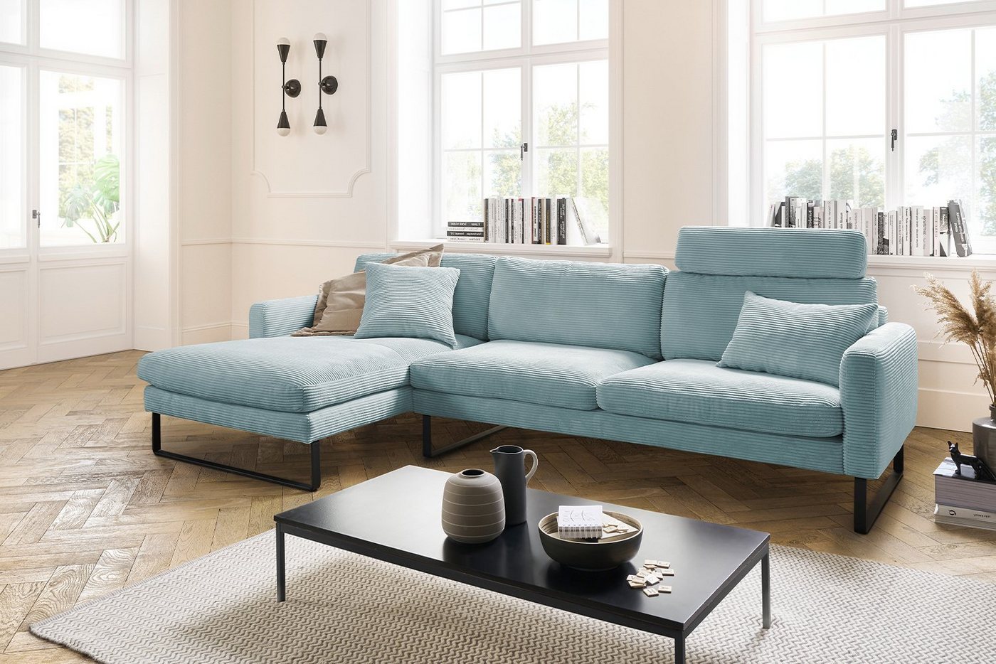 KAWOLA Ecksofa RICARDA, Sofa Cord, Recamiere links od. rechts, versch. Farben von KAWOLA