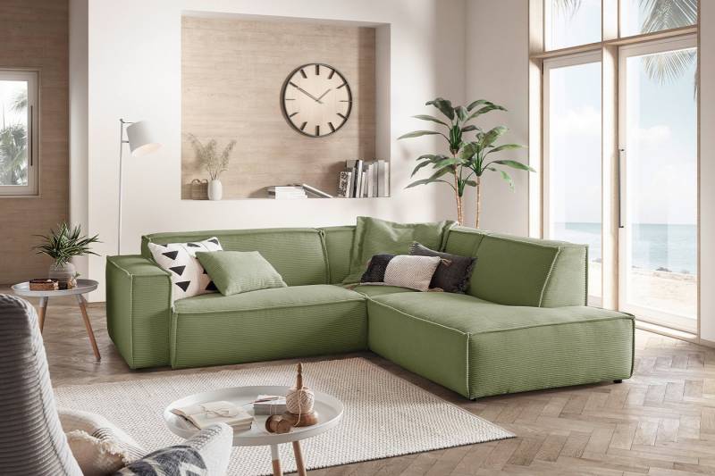 KAWOLA Ecksofa SAMU, Couch L-Form rechts oder links Cord verschiedene Farben 254x224 cm von KAWOLA