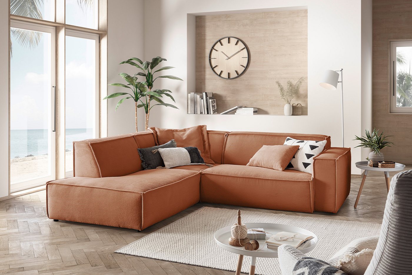 KAWOLA Ecksofa SAMU, Sofa Cord, Recamiere rechts od. links, versch. Farben von KAWOLA