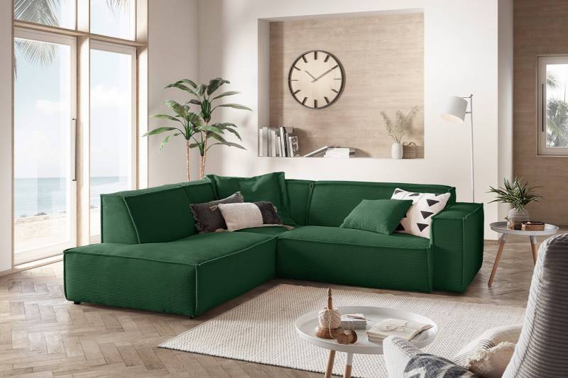 KAWOLA Ecksofa SAMU, Couch L-Form rechts oder links Cord verschiedene Farben 254x224 cm von KAWOLA