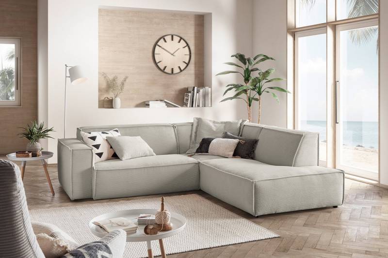 KAWOLA Ecksofa SAMU, Couch L-Form rechts oder links Cord verschiedene Farben 254x224 cm von KAWOLA