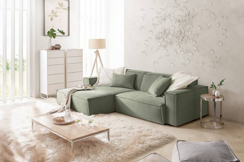 KAWOLA Ecksofa SAMU, Couch L-Form rechts oder links Feincord verschiedene Farben 276x168 cm von KAWOLA