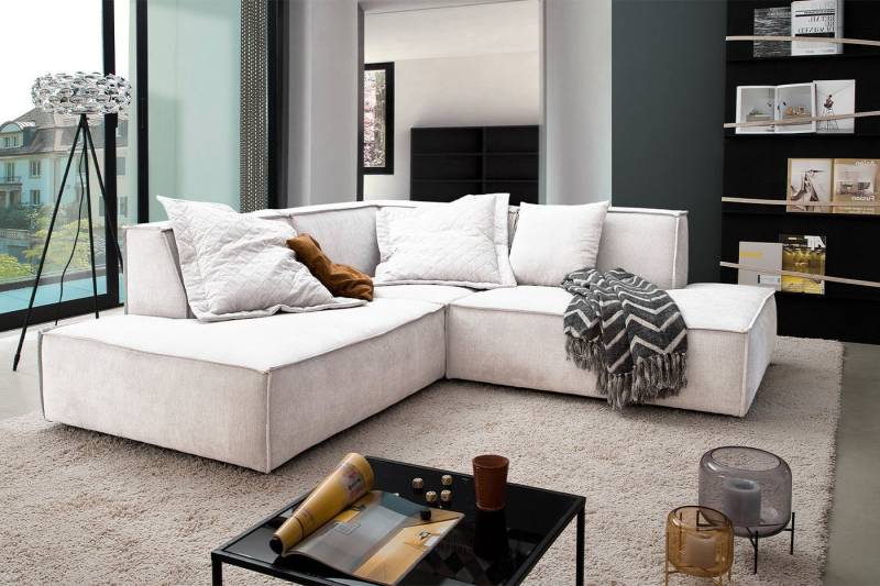 KAWOLA Ecksofa SAMU, Couch L-Form rechts oder links Stoff verschiedene Farben 226x224 cm von KAWOLA