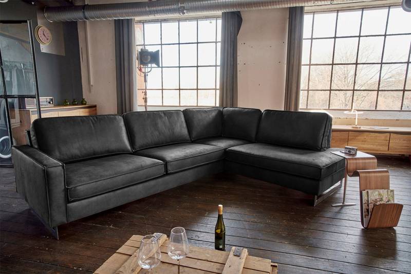 KAWOLA Ecksofa VILNIUS, Couch L-Form mit Recamiere rechts oder links Lederfaserstoff KAWOLA Ecksofa VILNIUS, Couch L-Form mit Recamiere rechts oder links Lederfaserstoff von KAWOLA