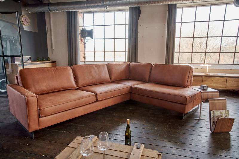 KAWOLA Ecksofa VILNIUS, Couch rechts oder links, Kunstleder mit Lederanteil, 290x217 cm von KAWOLA