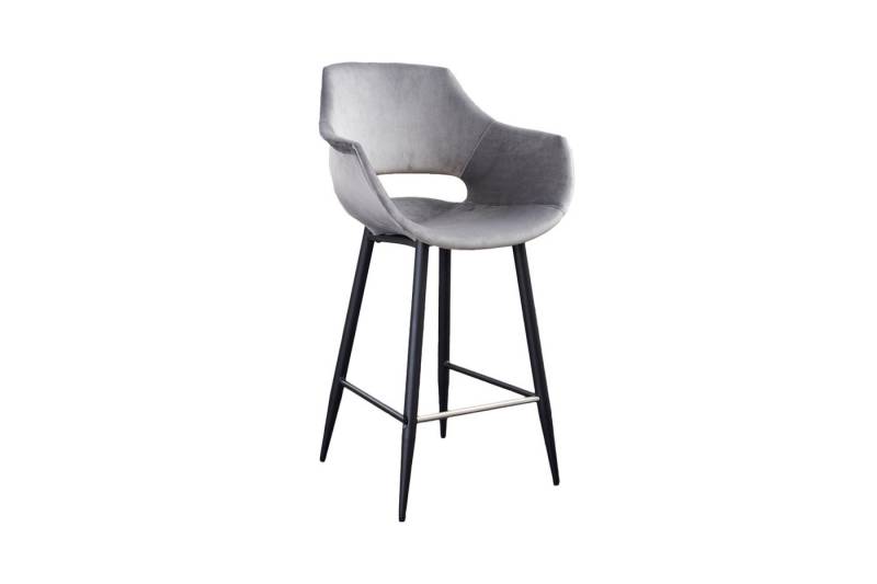KAWOLA Barhocker ZAJA Samt Bezug Barstuhl - Bequem & Modern - Thekenhocker, Moderner Barhocker: Velvet Grau, Sitzhöhe 65cm, Industrial Design von KAWOLA