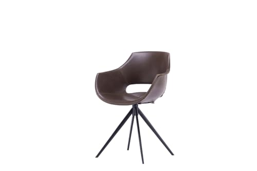 KAWOLA Esszimmerstuhl drehbar ZAJA - Moderner Stuhl, Schreibtisch- und Schminktisch geeignet, 360 Grad Drehfunktion, Kunstleder, Braun von KAWOLA