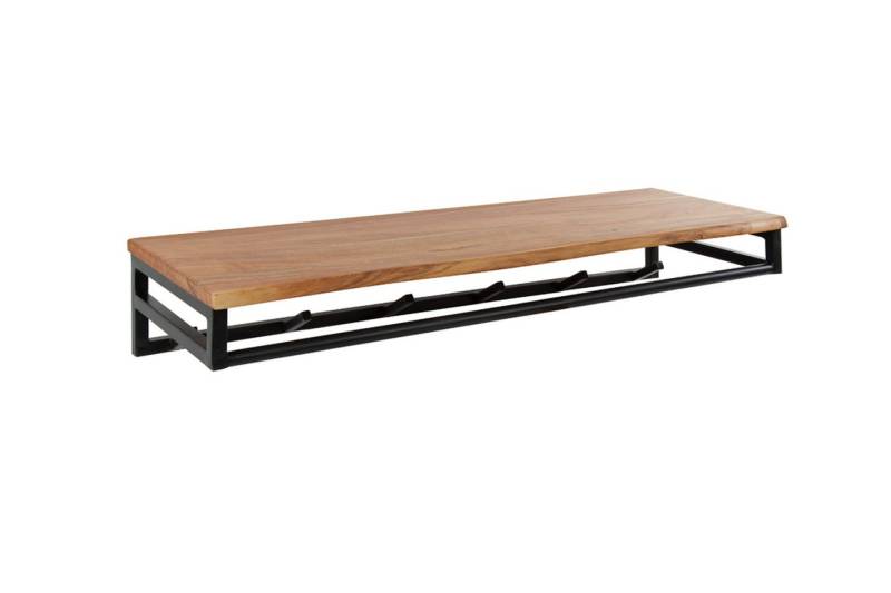KAWOLA Wandgarderobe ELIARA, Garderobe Akazie Metall Hutablage 6 Haken schwarz von KAWOLA