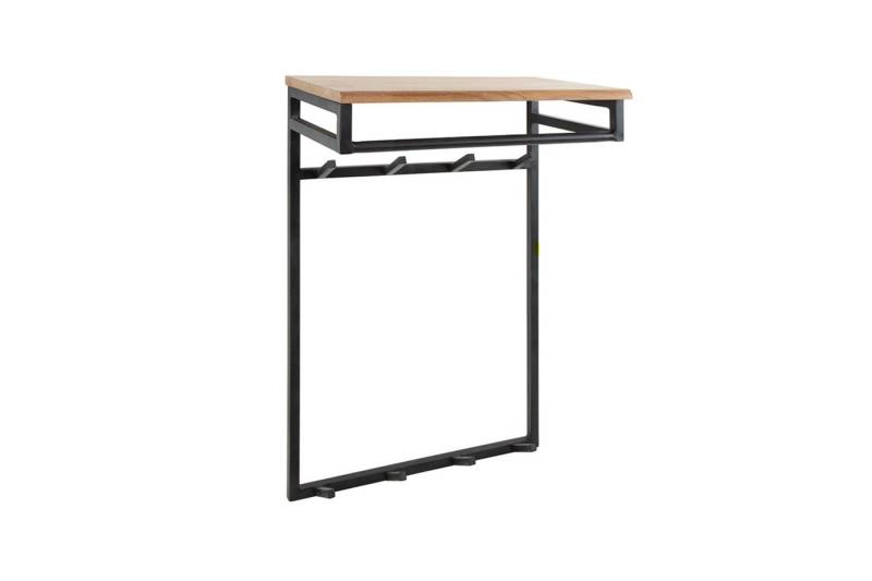 KAWOLA Wandgarderobe ELIARA, Garderobe Akazie Metall Hutablage 8 Haken schwarz von KAWOLA