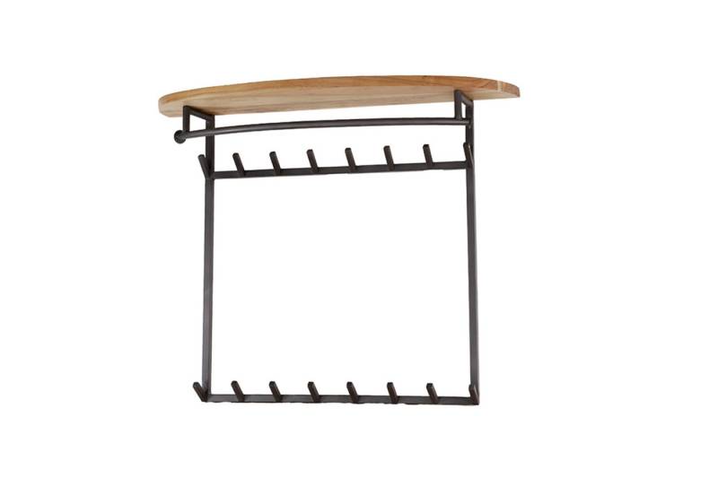 KAWOLA Wandgarderobe LUANA, Garderobe Akazie Metall Hutablage 16 Haken schwarz von KAWOLA