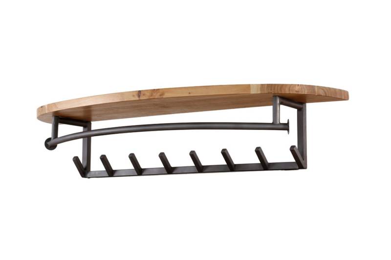 KAWOLA Wandgarderobe LUANA, Garderobe Akazie Metall Hutablage 8 Haken schwarz von KAWOLA
