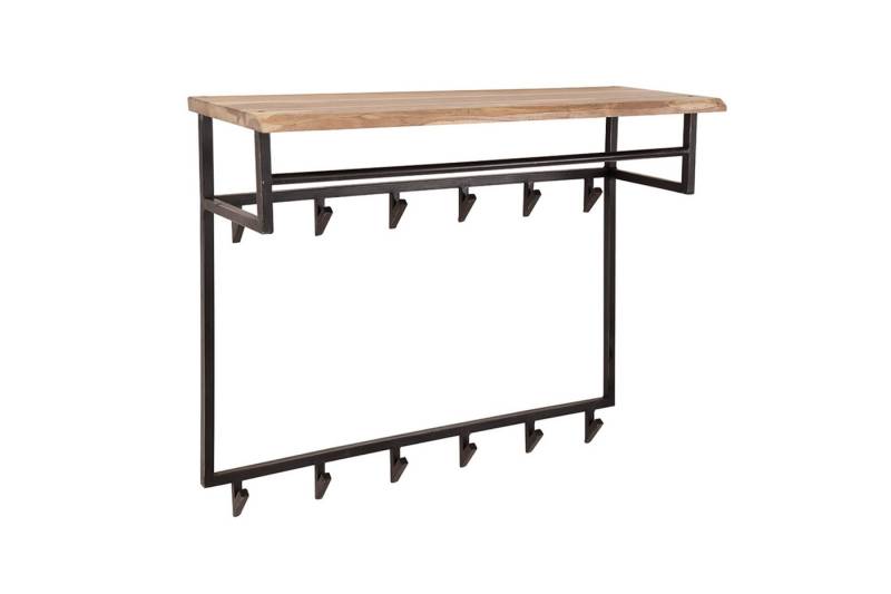 KAWOLA Wandgarderobe NEREA, Garderobe Akazie Metall Hutablage 12 Haken schwarz von KAWOLA