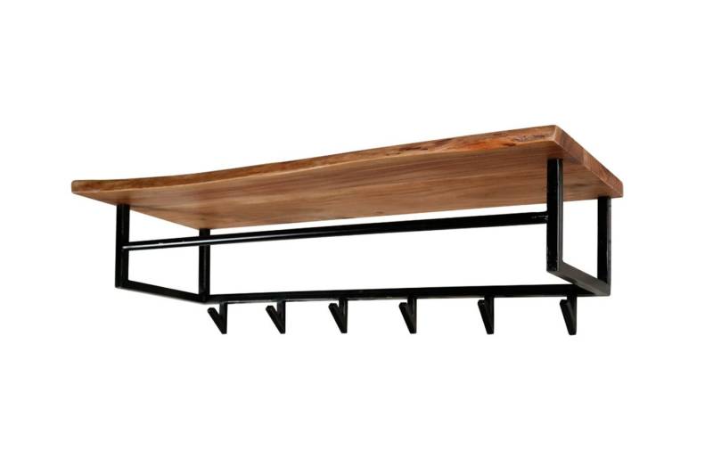 KAWOLA Wandgarderobe NEREA, Garderobe Akazie Metall Hutablage 6 Haken schwarz von KAWOLA
