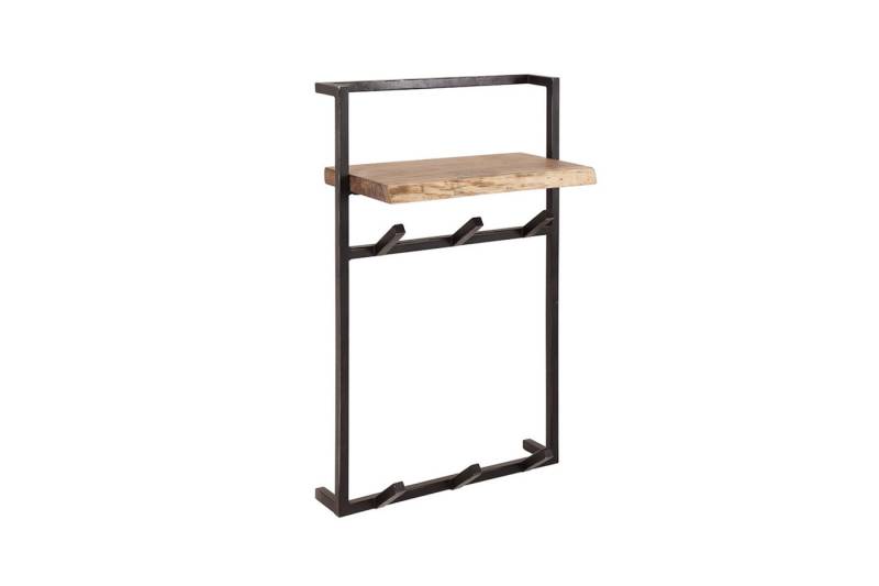 KAWOLA Wandgarderobe RAICA, Garderobe Akazie Metall Hutablage 6 Haken schwarz von KAWOLA