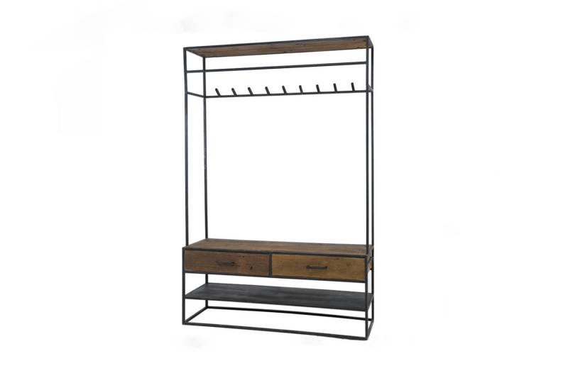 KAWOLA Kommode TENBY, Garderobe Holz Metall schwarz 2 Schubladen 1 Ablage 120x180x35 cm von KAWOLA