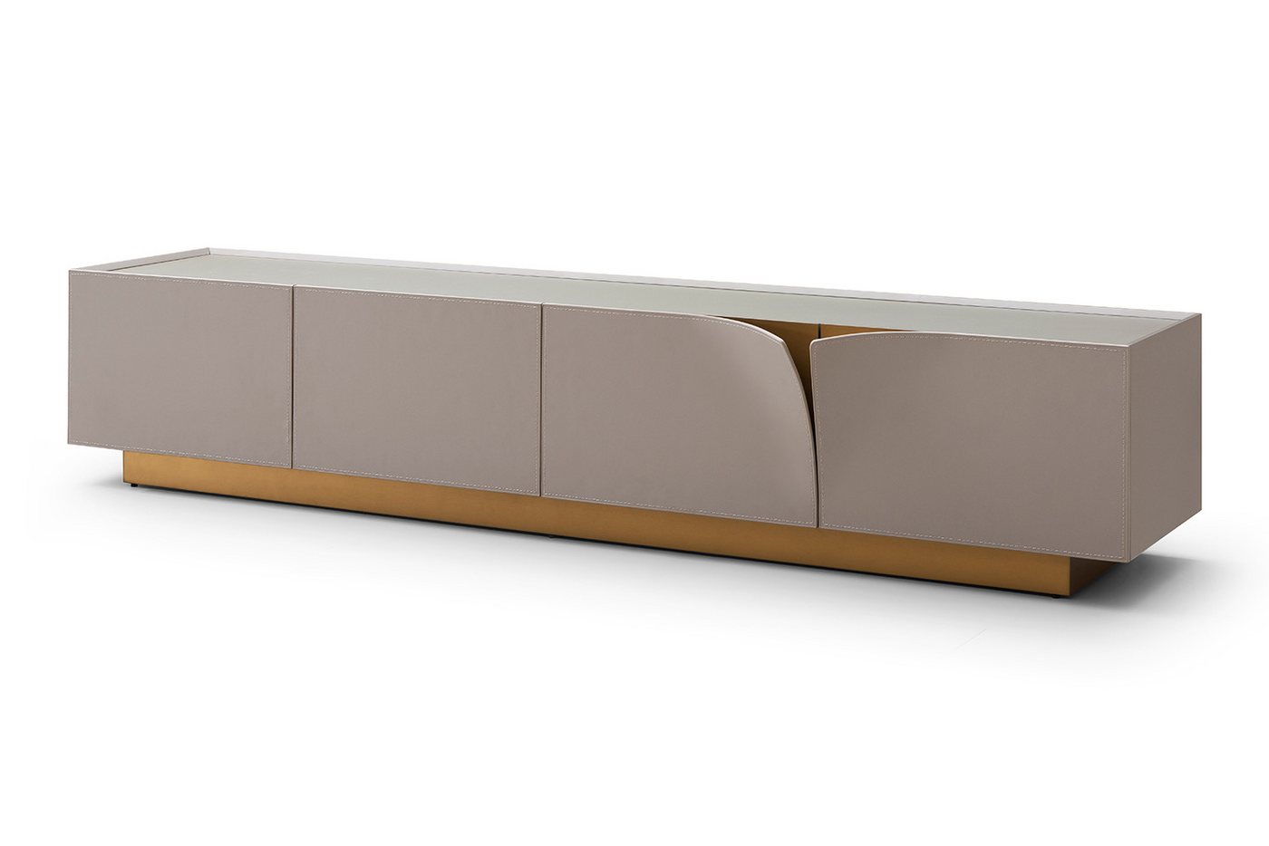 KAWOLA Lowboard EMMA, Kunstleder grau verschiedene Fußfarben KAWOLA Lowboard EMMA, Kunstleder grau verschiedene Fußfarben von KAWOLA