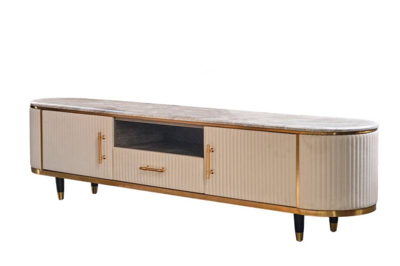 KAWOLA Lowboard MARIA, TV-Bank Marmorplatte Kunstleder verschiedene Farben von KAWOLA