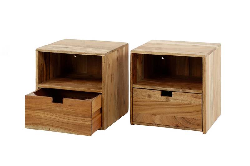 KAWOLA Nachttisch FATY (Set, 2-St), hängend Akazie massiv natur 1 Schublade von KAWOLA