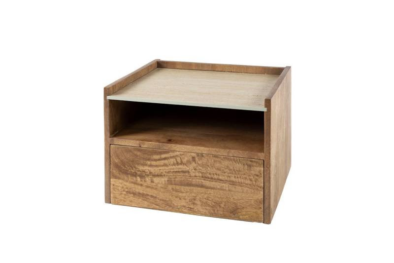 KAWOLA Nachttisch NORYN, XL hängend Mangoholz massiv natur 1 Schublade von KAWOLA