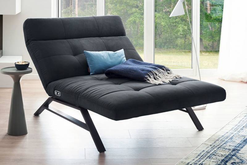 KAWOLA Relaxliege AMERIVA, Velvet, Fuß schwarz oder chrome, verschiedene Breiten und Farben von KAWOLA