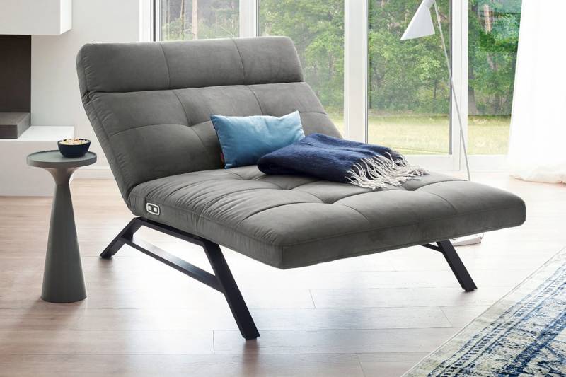 KAWOLA Relaxliege AMERIVA, Velvet, Fuß schwarz oder chrome, verschiedene Breiten und Farben von KAWOLA