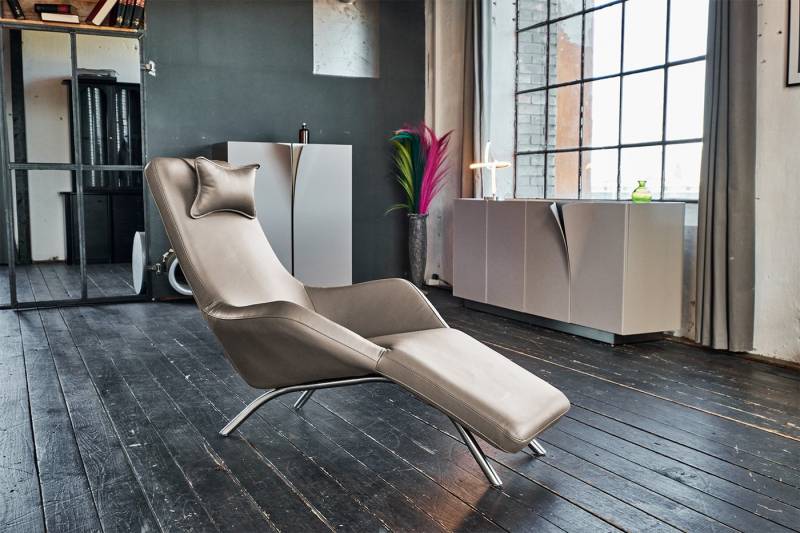 KAWOLA Relaxliege CAVAL Sessel Leder - Komfort & Entspannung - Wohnzimmer, Echtleder, Edelstahl, hohe Ergonomie für maximalen Komfort von KAWOLA