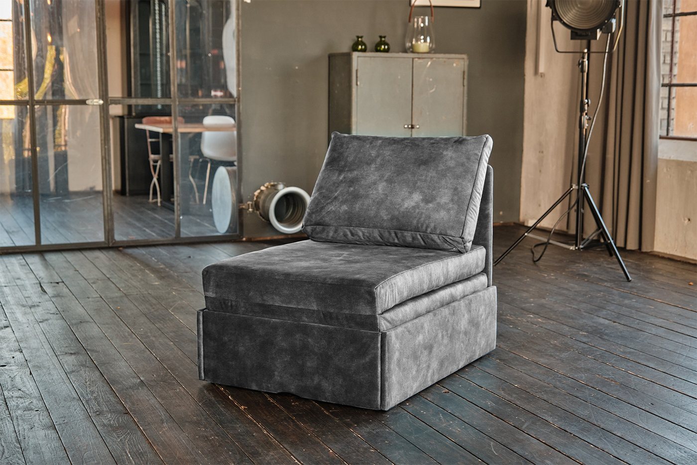 KAWOLA Schlafsofa DELLA, Sessel Schlafsessel Sofa Velvet versch. Farben von KAWOLA