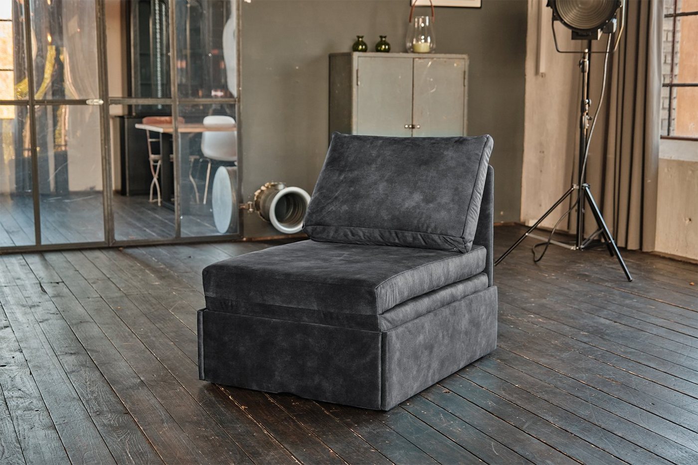 KAWOLA Schlafsofa DELLA, Sessel Schlafsessel Sofa Velvet versch. Farben von KAWOLA