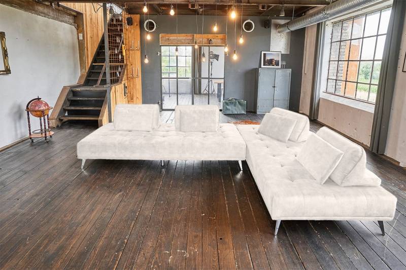 KAWOLA Schlafsofa WIOLO, Couch Stoff oder Velvet, mit oder ohne Hocker, verschiedene Farben von KAWOLA