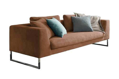 KAWOLA Sofa Arian 2,5-Sitzer Metallkufe Chrom Cord rost von KAWOLA