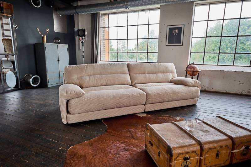 KAWOLA Sofa CINE, XXL-Sofa 3-Sitzer Cord verschiedene Farben 284x106 cm von KAWOLA
