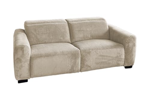 KAWOLA Sofa Finn 3-Sitzer mit Relaxfunktion Cord cremeweiß von KAWOLA