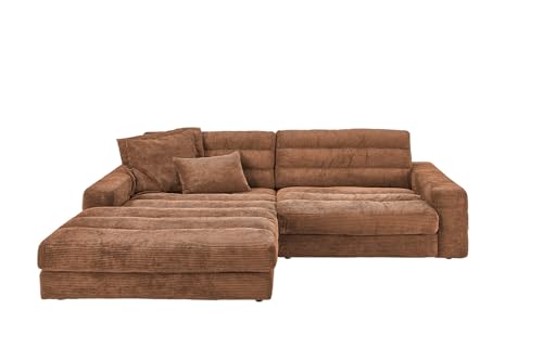 KAWOLA Ecksofa Lana Cord Rost Recamiere Links, Big Sofa L-Form, Wohnlandschaft Komfort, Couch XXL Modern von KAWOLA